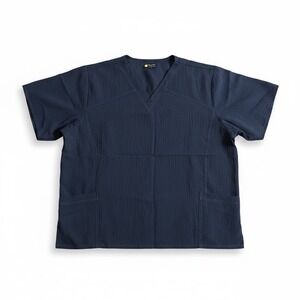 Wink Four-Stretch Navy Blue V-Neck Scrub Top Womens 5X Plus Size 100% Polyester